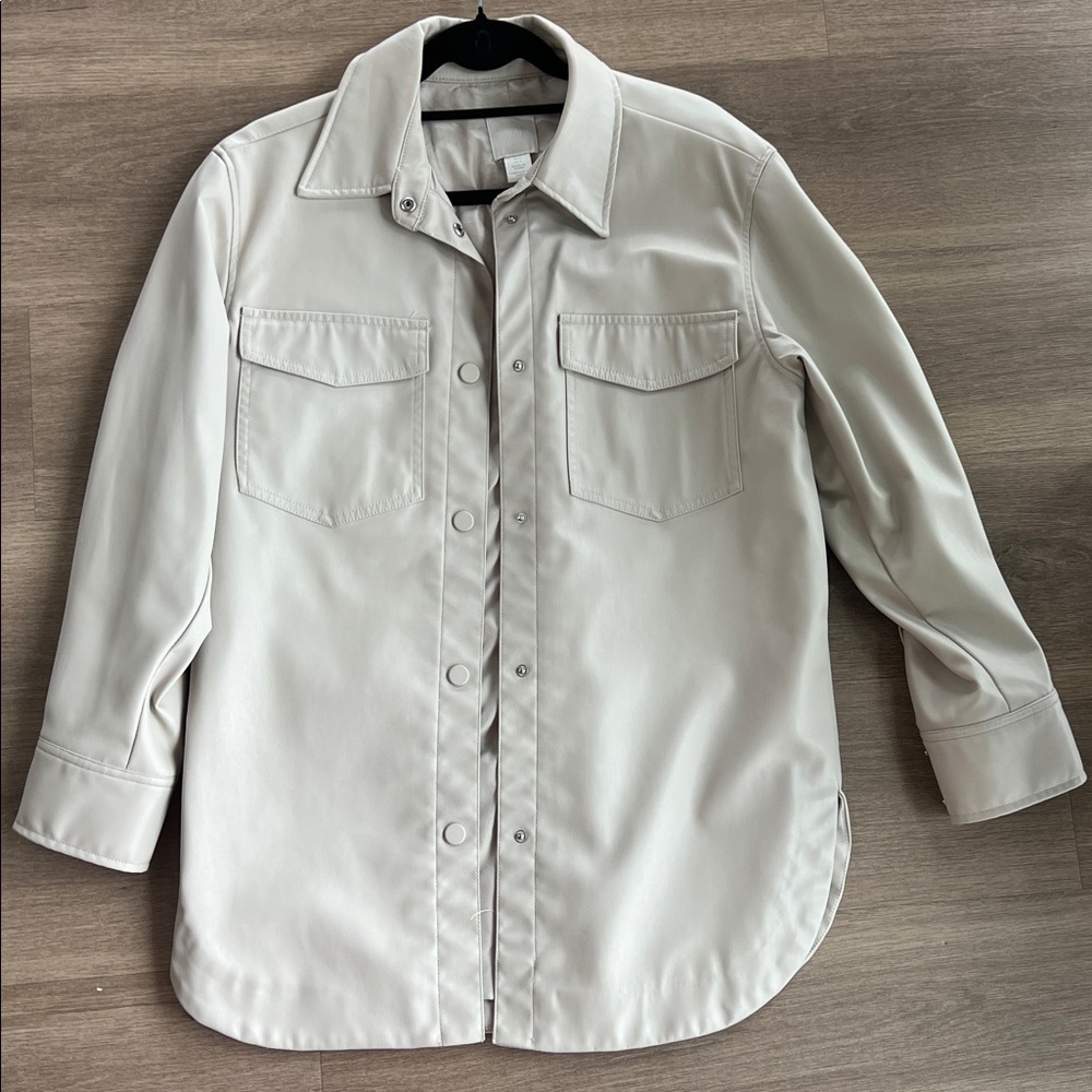 H&M leather shirt jacket